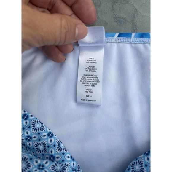 NEW Bikini Bottom Women’s 16 Tropical Escape Twist Waist Blue Tropical Print - Picture 3 of 6